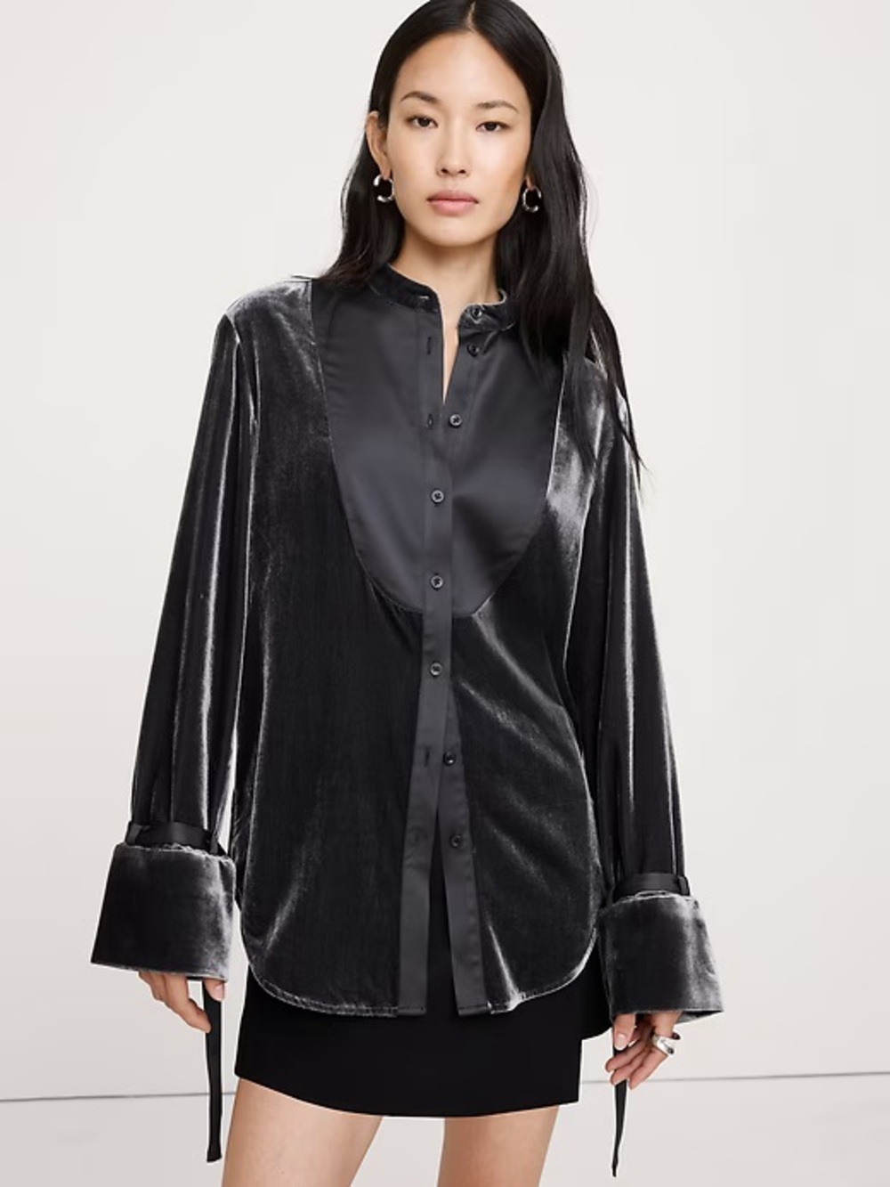 Banana Republic Velvet Tuxedo Shirt 851654